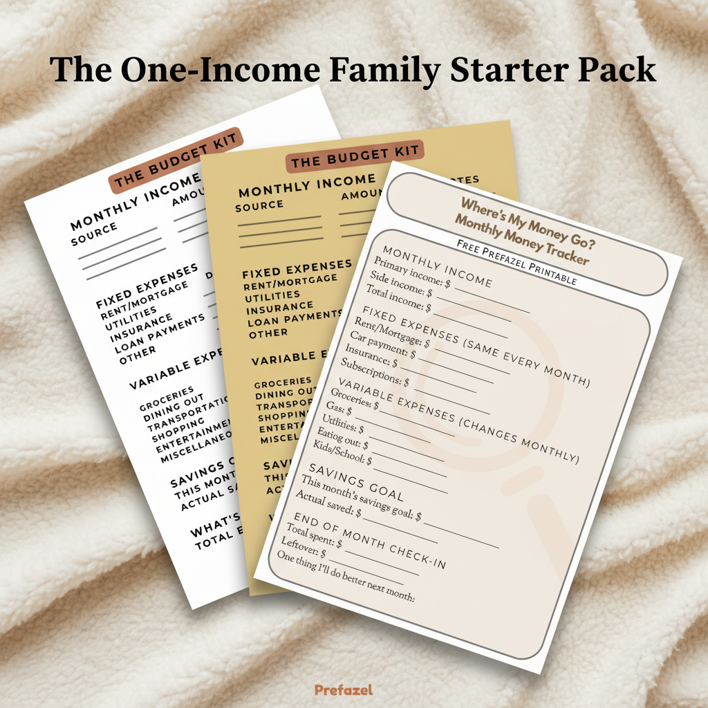 The One-Income Family Starter Pack by Prefazel — includes Budget Kit and Monthly Money Tracker printables